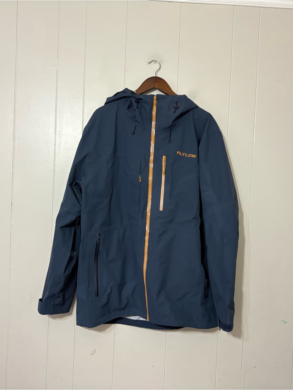 Flylow Quantum Pro Shell Jacket XL Navy Waterproof Hooded Ski Snow Coat